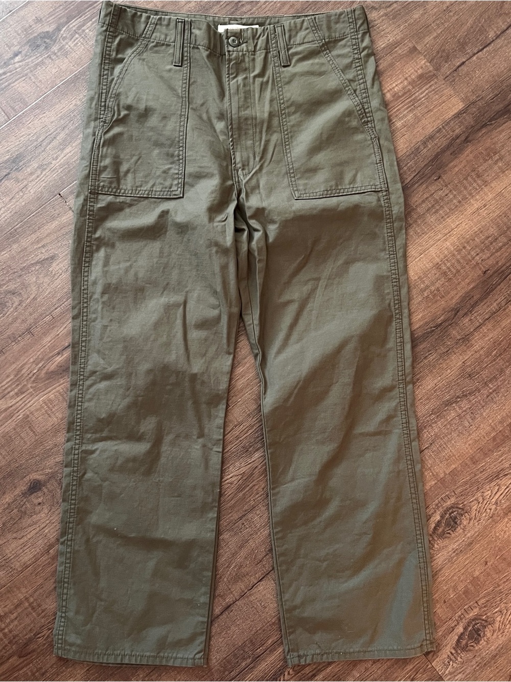 Levi’s Ribcage Straight Olive Green Utility Pants High Rise Size 32